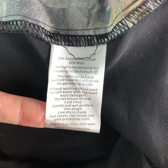 Elk The Label Black Multicolored Abstract Print Bubble Dress Silky Wool Rayon XS - Picture 6 of 7